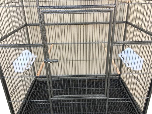 Large Double Stacker Breeding Flight Bird Wrought Iron Double Parrot Bird Separate Breeder Cages Side Nesting Box Doors Easy to Clean Bottom Grates and Trays Removable Rolling Stand