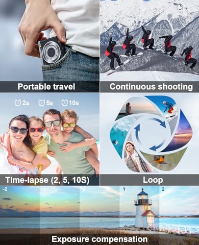 5K Digital Camera with 64GB Card, Touch Screen & 10X Optical Zoom, 56MP Front and Rear Camera with Autofocus 6-axis Anti-Shake, Selfie Vlogging Camera for Photography and Video, Ultra Bright Flash