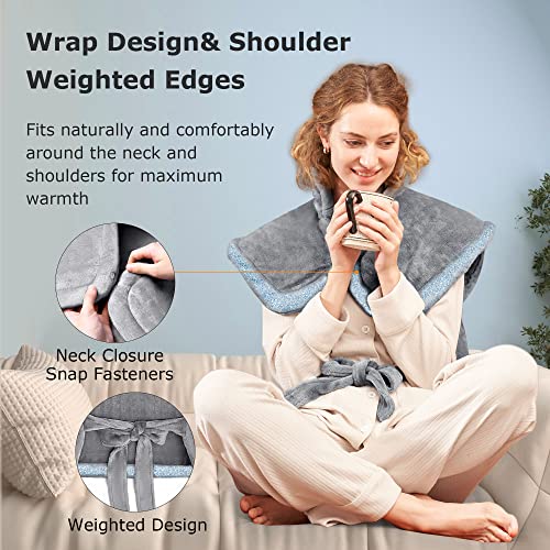 Heating Pad for Back Pain Relief, 24"x33" Large Weighted Heating Pad for Neck and Shoulders, Birthday Gifts for Women Men Mom Dad, Fast-Heating with 10 Settings, Auto Shut-Off, Washable