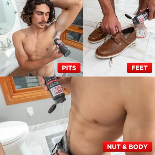 HAPPY NUTS Comfort Powder - Anti Chafing & Deodorant, Aluminum-Free, Sweat and Odor Control for Jock Itch, Groin and Men's Private Parts (6 Ounce (Pack of 1), Original)