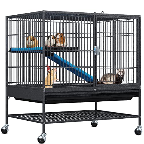 YITAHOME Metal 2-Tiers Small Animal Cages for Adult Rats Ferret Chinchilla Guinea Pig Large Hamster Indoor Critter Nation Cage Single-Story