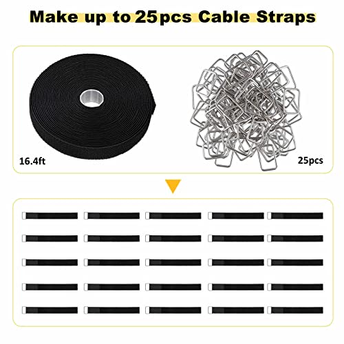 YMCRLUX 1.5"x32ft Hook and Loop Straps with 30 Metal Buckles, Adjustable Fastening Cable Straps, Cut-to-Length Cinch Strap, Reusable Nylon Securing Cord Ties for Organizer or Storage, Black