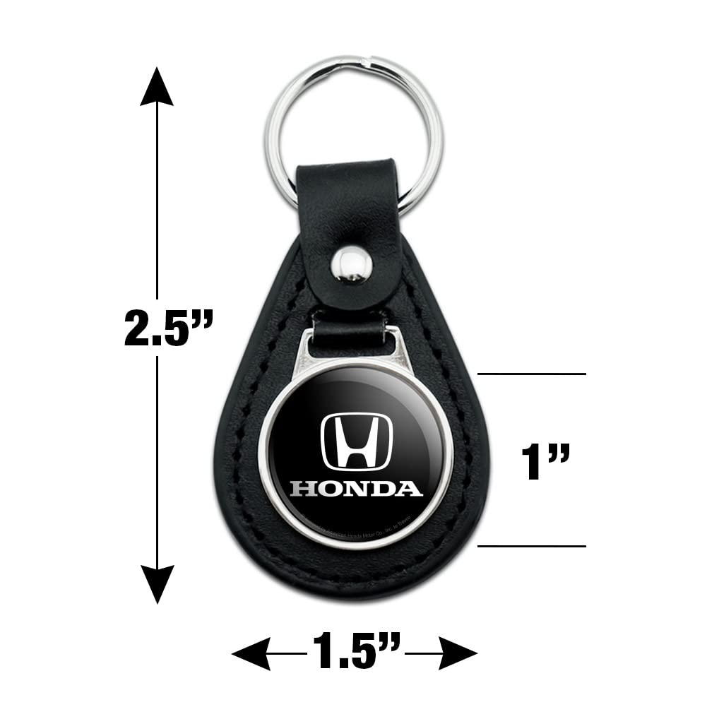 GRAPHICS & MORE Black Leather Honda Logo Keychain