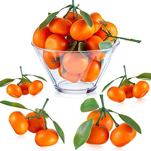 WILLBOND 5 Clusters Artificial Mini Orange Simulation Decorative Tangerine Kitchen Table Fake Orange Realistic Artificial Fruit Bowl Tray Faux Fruit for Home Party Kitchen Festival Decor
