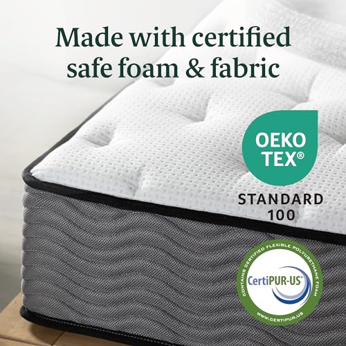 ZINUS 12 Inch True Support Hybrid Mattress [New Version], Queen, Fiberglass Free, Medium Feel, Motion Isolation, Certified Safe Foams & Fabric, Mattress in A Box