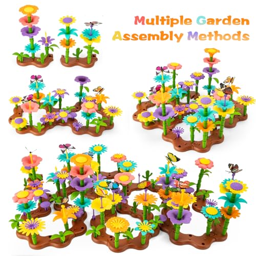 Funsland Kids Garden Toys for 3 4 5 6 7 Years Old - 272 PCS Flower Building Set for Toddler Girl Toys