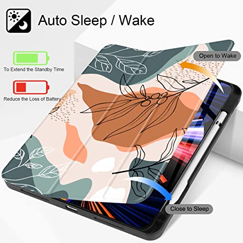 Tuiklol Case for M2 iPad Pro 12.9 inch Generation 6th/5th/4th/3rd 2022 2021 2020 2018 Release - Built in Pencil Holder Slim Protective Stand Back Cover with Auto Wake/Sleep iPad Cover,Moon and Star