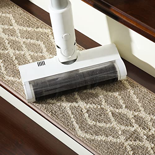 COSY HOMEER Soft Stair Treads Non-Slip Carpet Mat 28inX9in Indoor Stair Runners for Wooden Steps,Stair Rugs for Kids and Dogs, 100% Polyester TPE Backing 4pcs,Beige,Rhombus