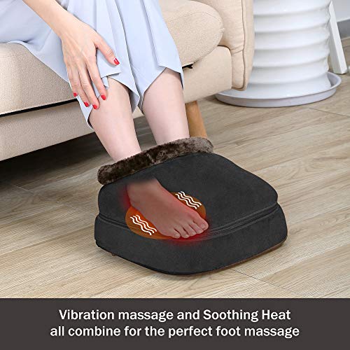 Snailax 3-in-1 Foot Warmer and Vibration Foot Massager & Back Massager with Heat,Fast Heating Pad & 5 Massage Modes, Feet Warmers for Women,Men for Plantar Fasciitis Relief