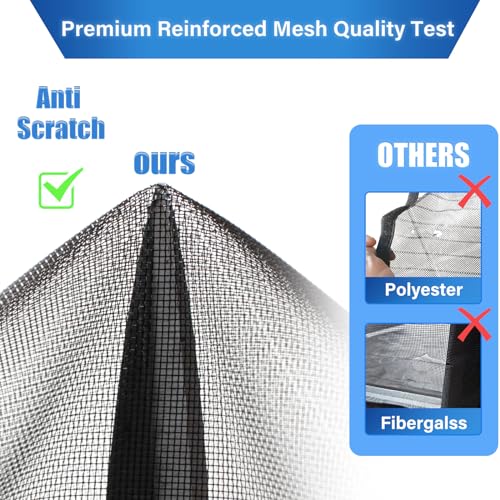 LONGEAS Magnetic Screen Door Upgraded PET Mesh Stronger Than Fiberglass and Polyester,Hands Free,Keeps Bugs Out,Pet & Kid Friendly,Suitable for Sliding Door,Large Patio Door and French Door-48''x96''