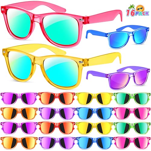 GIFTINBOX Kids Sunglasses Bulk，Kids Sunglasses Party Favor For Kids 4-8, 16Pack Translucent Sunglasses For Kids Boys Girls Age 3-8, Party Favors For Kids 3-5 UV400 Protection Pool Beach Party Favors…