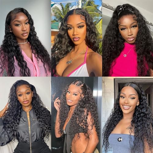 htsly Highlight Ombre Lace Front Wig Human Hair Pre Plucked 13x6 HD Honey Blonde Water Wave Lace Front Wigs for Black Women 4/27 Colored Wet Wavy Deep Curly Glueless Frontal Wigs Human Hair 32inch