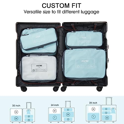 G4Free 6 Set Compression Packing Cubes, 3 sizes Travel Packing Organizers for Suitcases, Expandable Luggage Suitcase Storage Bags Set, Lightweight Packing Cubes Travel Essentials