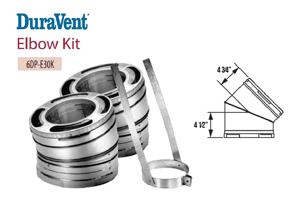 DuraVent DuraPlus 30-Degree Stainless-Steel Swiveling Elbow Kit for Wood-Stove Venting, 6"
