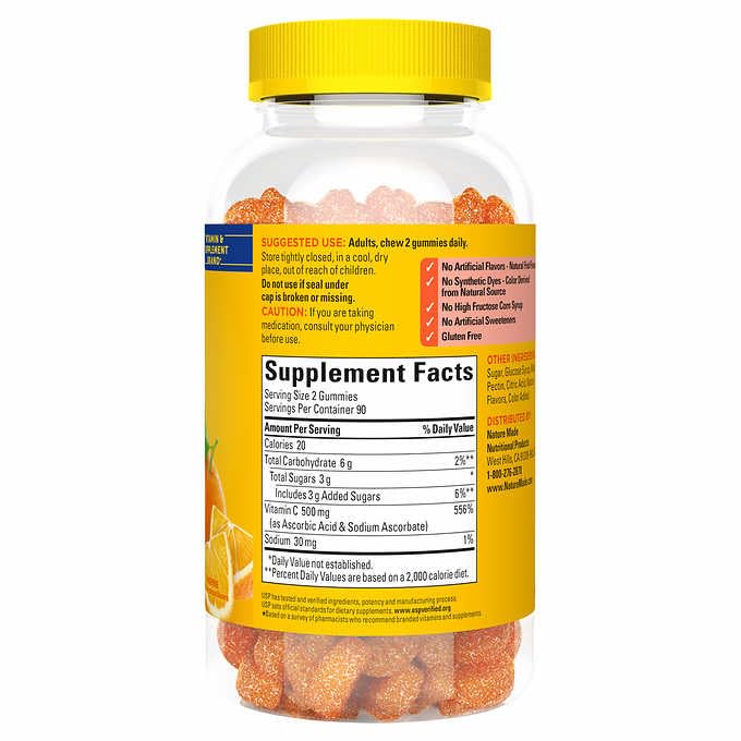 Generic Nature Mades Extra Strength Vitamin C 500mg, 180 Adult Gummies Bundle - Adult Multi & Letter Vitamins, Herbals & Dietary Supplements for Immune Health & Antioxidant Support