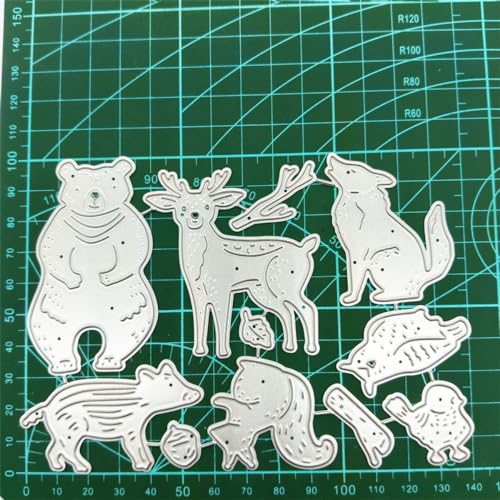 LZBRDY Animals Bear Deer Squirrel Owl Wolf Embossing Metal Cutting Dies for Card Making and Scrapbooking Birthday Thanksgiving Christmas Craft Die Cuts Stencil