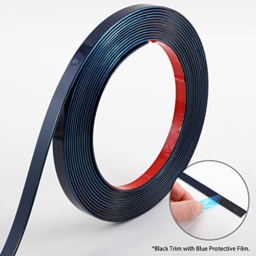 Black Trim Molding, Peel and Stick Mirror Border Design, Flexible Wall Ceiling Floor Cabinet Tile Edge Moulding, 5m x 0.66cm