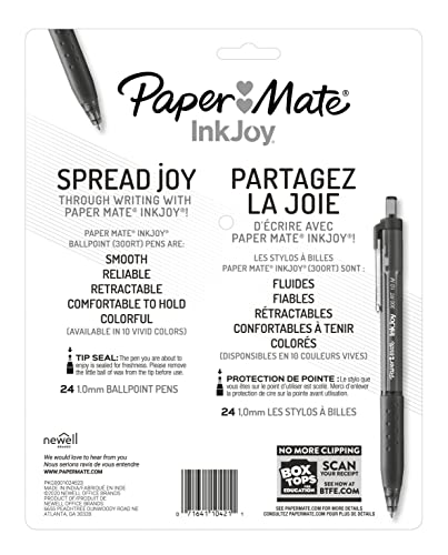 Paper Mate InkJoy 300RT Retractable Ballpoint Pens, Medium Point, 10 Ink Colors, 24 Pack (1951398)