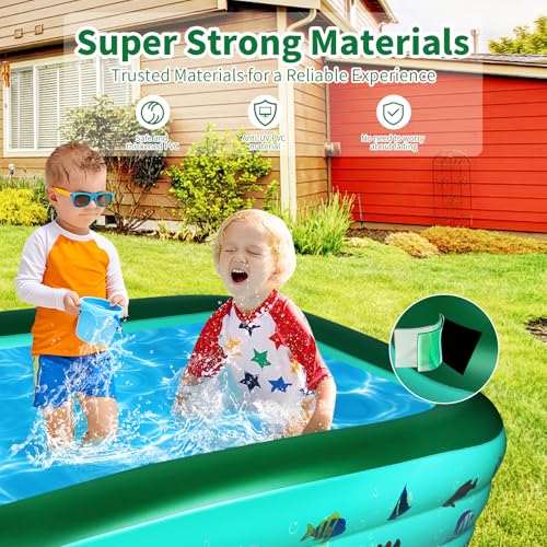 CACSPS Inflatable Swimming Pools, 48" X 35" X 14" Full-Size Inflatable Pool for Kids and Adults, Durable Family Lounge Pool, Kiddie Pool for Backyard, Garden or Indoor (Green)