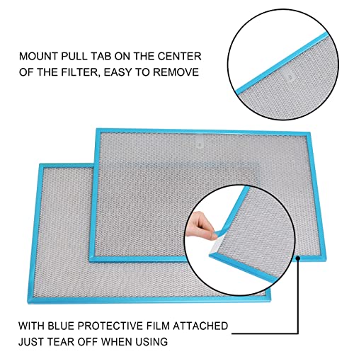 Wadoy BPS1FA36 Range Hood Filter 11-3/4" X 17-1/4" X 3/8", 2 Pack Aluminum Mesh Grease Range Hood Filter with Blue Protective Film (𝐂𝐚𝐧 𝐛𝐞 𝐭𝐨𝐫𝐧 𝐨𝐟𝐟) Compatible with Broan Nutone 99010300E