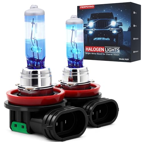 PERPOTAO H11 Halogen Bulbs, 12V 55W, 4000K White, High Performance, Brighter Whiter Light, High/Low Beam & Fog Light Bulb Replacement, Long Life, Plug and Play, 2 Pack