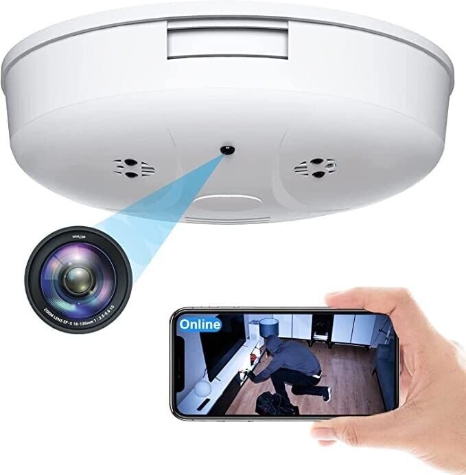 ARMIDO 1080P Smoke WiFi Video Real-Time Security Camera Wireless Nanny Cam with Night Vision and Motion Detection for Home Surveillance Cameras