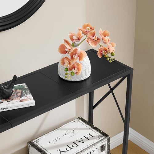 Tajsoon Console Table, 2-Tier Entryway Table，41.8”L Narrow Sofa Table with Shelves, Entrance Table for Hallway, Entryway, Living Room, Foyer, Corridor, Office, Black
