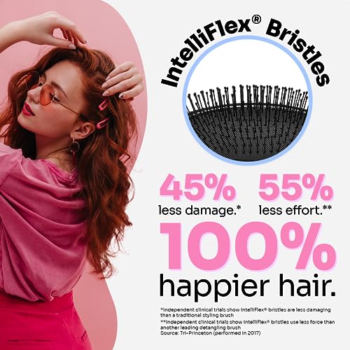 Wet Brush Original Detangler Hair Brush Frosty Kit - Ultra-Soft IntelliFlex Bristles - Detangling Brush Glides Through Tangles For All Hair Types (Wet Dry & Damaged) - 1 Brush & 1 Scrunchie
