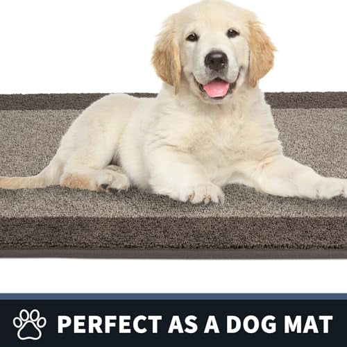 PURRUGS Dirt Trapper Door Mat 24" x 36", Non-Slip/Skid Machine Washable Entryway Rug, Shoes Scraper, Throw Rug, Super Absorbent Area Rug for Muddy Wet Shoes and Paws, Beige & Grayish Brown