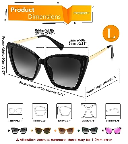 FEISEDY Trendy Polarized Women Sunglasses, Retro Womens Square Cat Eye Sun Glasses B4134