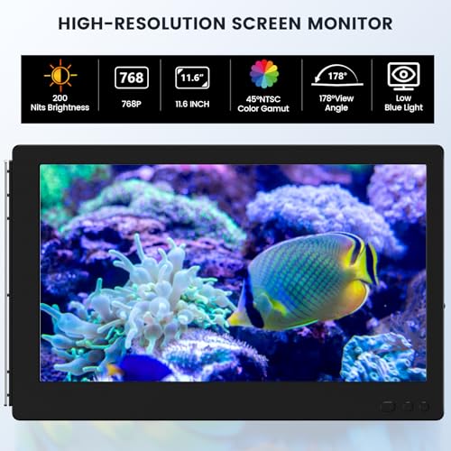 ZUMWALT Portable Laptop Screen Monitor Extender, 12-inch 1080P FHD Portable Monitors, USB-C/HDMI Plug-Play Travel Monitors for Laptop, Work with 13-16.1'' Laptop Mac, Windows, Chrome, Switch, PS5
