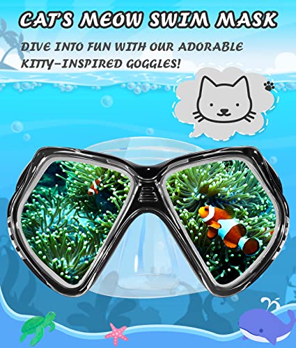 Seago Kids Swim Goggles with Nose Cover Snorkel Mask Scuba Diving Swim Mask Anti-fog Tempered Glass, Panoramic Clear View Silicone Seal Snorkeling Gear Swimming Goggles for Kids 6-14 Boys Girls Youth