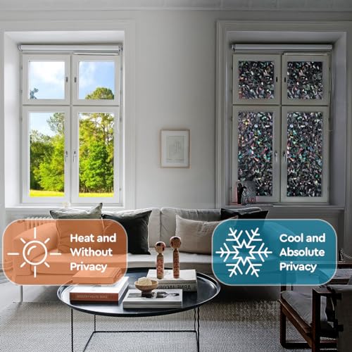 Finnez Window Privacy Film Window Film 3D No Glue Glass Sticker for Glass Door Home and Office Heat Control Anti UV 11.8 x 78.7 inches