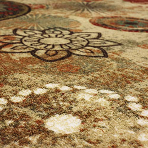 Mohawk Home Alexa Ornamental Floral Medallion 2' x 8' Area Rug - Perfect for Living Room, Dining Room, Office
