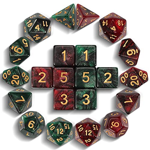 CiaraQ DND Dice Sets - 2 X 11 Polyhedral Dice (22pcs) for Dungeons and Dragons, Role Playing Table Game.
