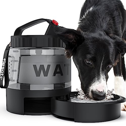 Dog Water Bowl Dispenser,Dog Water Bowl Travel for Hiking Dog Park Camping,56OZ Dog Water Dispenser with Pull-Out Travel Water Bowl for Dogs Travel Water Bowl Dispenser Pet Dog Water Bottle,BPA Free