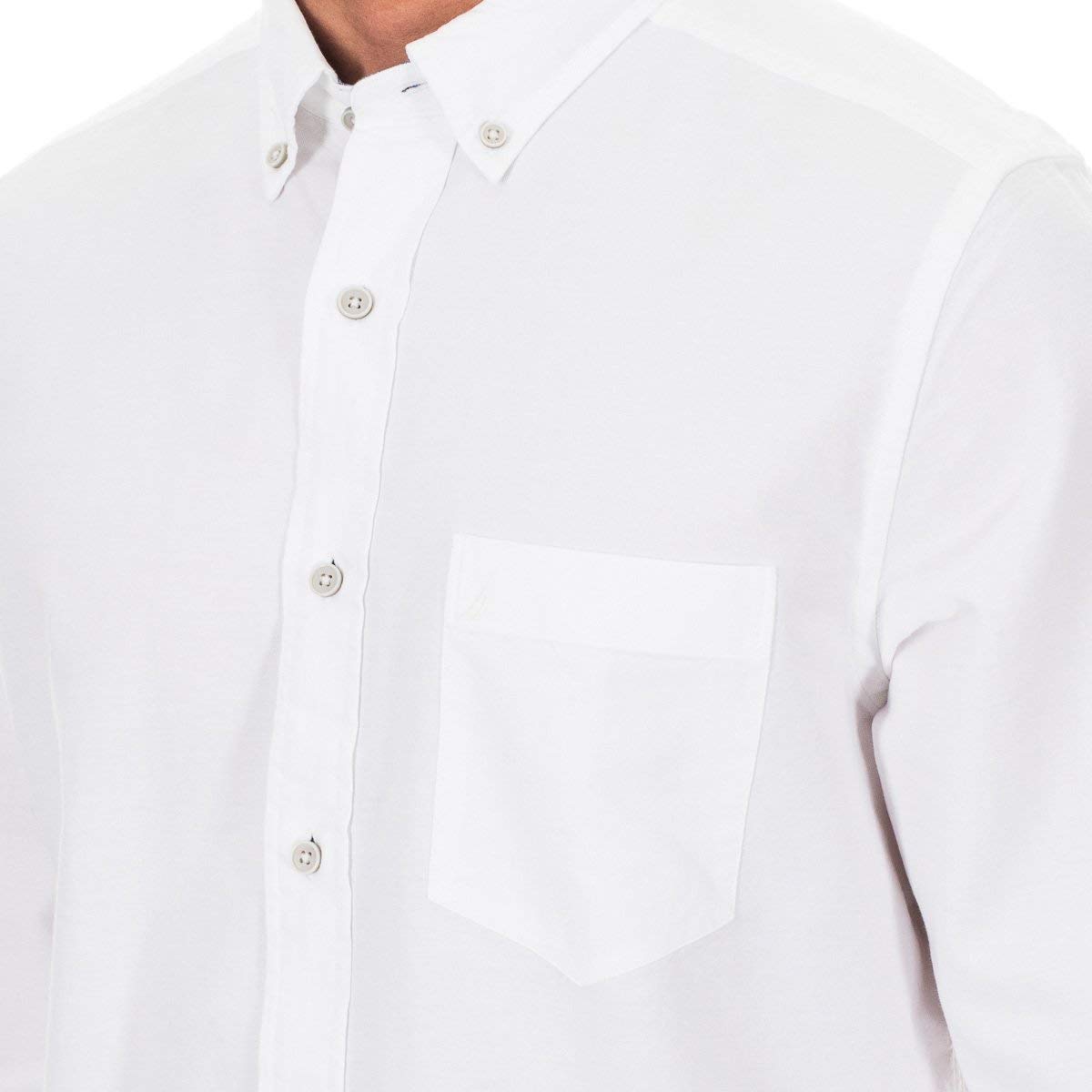 Nautica Men's Tall Long Sleeve Button Down Solid Oxford Shirt, White, 4X Big