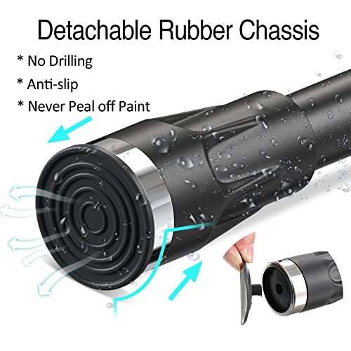 Tension Curtain Rod No Drill, Heavy Duty Adjustable Matte Black Bathroom Shower Curtain Rod with Round Shower Rod Holder for Windows Closet Rod 42-60 inch