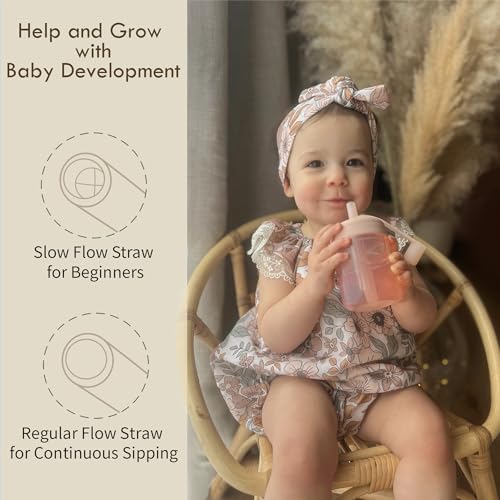 Moonkie Baby Straw cup | Silicone Toddler Sippy Cup Training Cup with Straw Lid | BPA-Free Drop-Proof Baby Cup | Baby Led Weaning | 6 Months+, 5 oz, 2pack