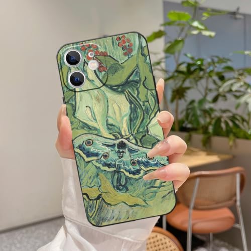 for iphone 15 Case Cute Flower, Iris by Van Gogh Aesthetic Fine Art Painting Impressionism Vintage Phone Case, Shockproof Protective Cover