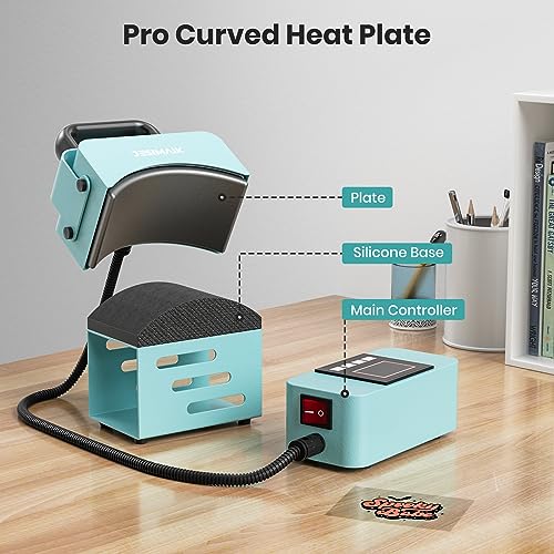 JESIMAIK Hat Press, Heat Press Machine for Caps & Patches, Heat Resistant Glove&Pad Included, Metal Body, Curved Heating Plate, No Crease, Temperature&Timer Control, Mini Easy Hat Press - Lake Blue