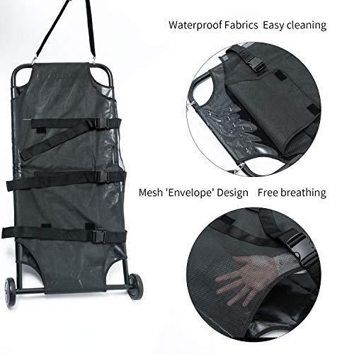 Max Loading 250lbs Large Dog Stretcher with Noiseless Wheels, 45x22 Inch Pet Transport Trolley Animal Gurney Carrier(Unfoldable)