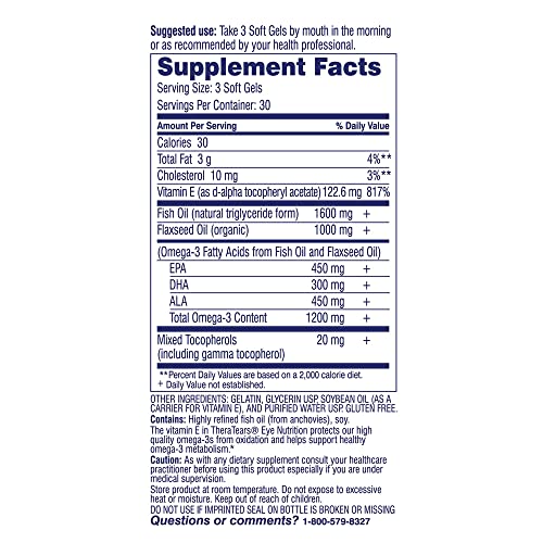 TheraTears Omega 3 Supplement, 1200mg, 90 ct (Pack of 1)