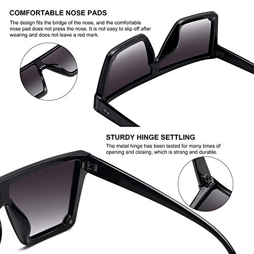 STORYCOAST Oversized Square Sunglasses for Women Men Fashion Siamese Lens Style Flat Top Shield Shades Light Brown-Gradient Brown Lens