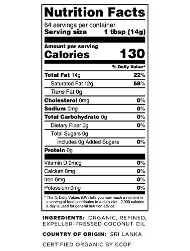 Terrasoul Superfoods Refined (No Coconut Flavor or Scent) Organic Coconut Oil, 2 Pounds (Glass Jar)