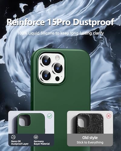 Dssairo for iPhone 15 Pro Case,Liquid Silicone Slim Shockproof Protective iPhone 15 Pro 6.1 inch Phone Case [Microfiber Lining] (Alpine Green)…