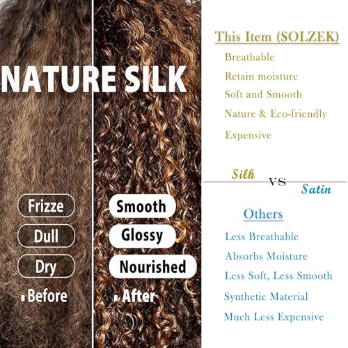 SOLZEK Mulberry Silk Bonnet for Sleeping Hair Wrap Men Women Curly Adjustable Night Cap for Natural Hair Anti Frizz Stay on 1Pcs (Black)