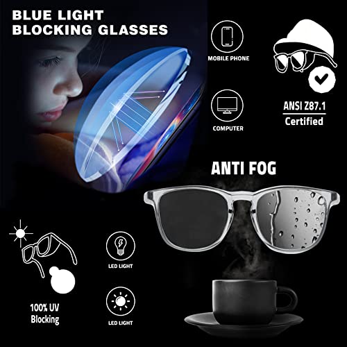konqkin Safety glasses Goggles Nurses Protective Eyewear - Anti Fog Square Frame Stylish Clear Glasses for Women Men (black gery pink)