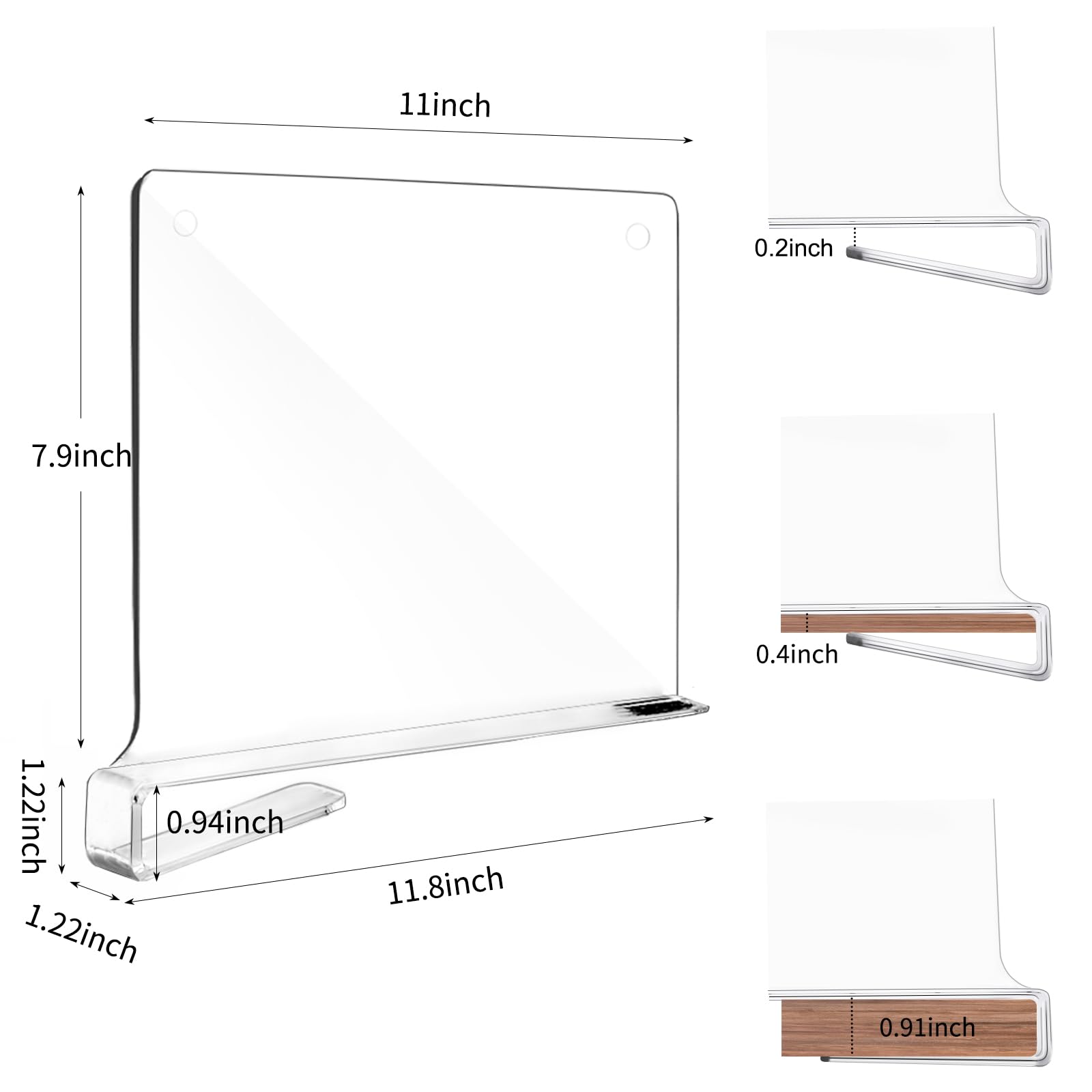 Fixwal 12pcs Shelf Dividers for Closet Organization Acrylic Shelf Divider for Wooden Shelving, Wood Shelf Organizer for Closet, Bedroom, Kitchen and Office