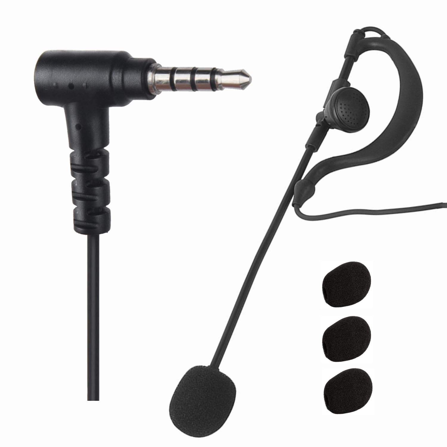 stdgove 3.5mm Wired Earpiece Coach Sideline Football Headset Referee Coaching Headphone with Boom Open Mic Microphone Intercom Commnication Earphone Coms Ear Piece for Ejeas v4 v6 pro(G Shape)